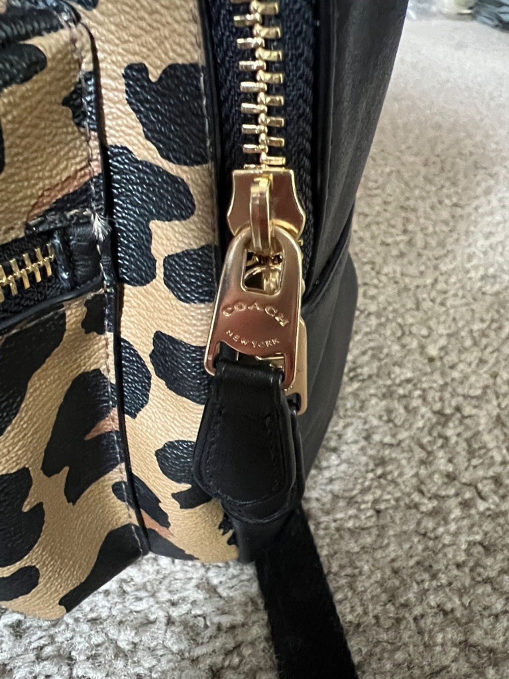 Authentic Coach Leopard Print Mini Backpack - Tan, Black & Brown - Picture 5 of 10